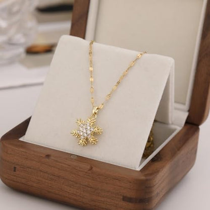 Sunflower Fidget Necklace for Women Gold Moon Necklace Rotating Heart Necklaces Spinning Crystal Flower Anxiety Necklaces Crescent Moons Jewelry Accessories - color: Snowflake