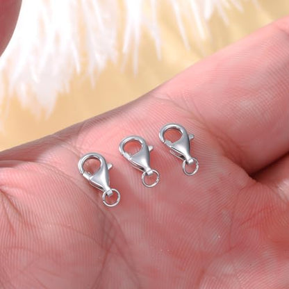925 Sterling Silver Lobster Clasp for DIY Necklace Bracelet Jewelry Making, Double Spring Clasp with Closed Jump Rings, Necklace Extender Clasp Connector Bracelet Extension (Style 6) - style: Style 6