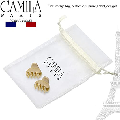 Camila Paris CP3198 French Small Hair Clips for Women, 1" Set of 2 Small Claw Clip Fashion Styling Mini Hair Clip Accessories for Women, Strong Hold No Slip Grip Cute Claw Clips, Made in France - color: Cobra Beige 1" 2PK