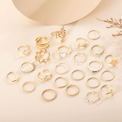 FUTIMELY Boho Retro Stackable Rings Sets for Women Knuckle Joint Finger Knuckle Nail Ring Sets Moon Stars Stack Preppy Statement Rings Cute Trendy Stuff Jewelry - style: F-6
