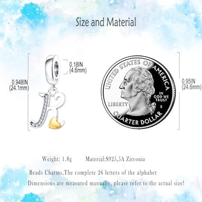 HappyStar Sterling Silver Letter Charms for Bracelets Alphabet Initial Dangle Charms Bead fit Pandora Bracelets Jewelry Gifts for Women - color: Letter charms K