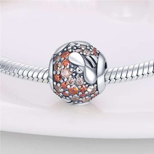 HappyStar 925 Sterling Silver Animal Dogs Charms Pendants fit Pandora Bracelets Necklaces Flowers Sports Travel Charms for Bracelets Women Jrwelry Gifts(with one Spacer Bead Charms) - style: Beehive bead