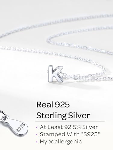 ChicSilver 925 Sterling Silver Initial Necklace for Women Dainty Letter Jewelry Personalized Gift - style: 15.O