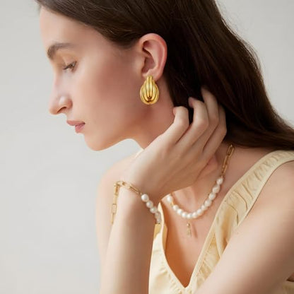 Gold Geometric Drop Dangle Earrings for Women Chunky Trendy Knot Stud Small Twisted Link Earring Jewelry Gift - color: Gold-Knot-E
