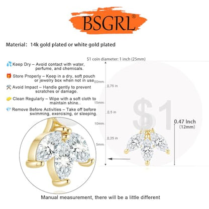Pearl Earrings - 14k Gold or White Gold Plated Sparkle Cubic Zirconia Dainty Pearl Stud Earrings for Women Wedding Party Bridal - color: gold leaf
