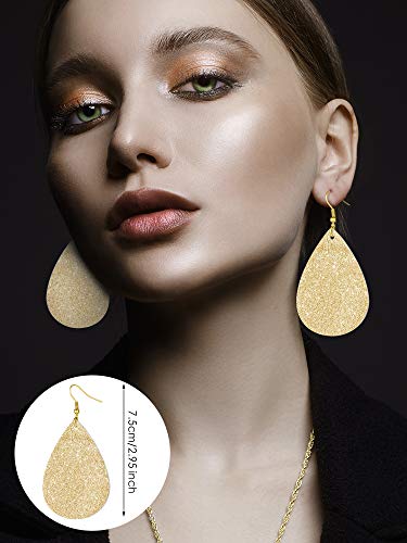 Hicarer 4 Pcs Jewelry Sets for Women Glitter Necklace and Earring Set Multi Layer Bracelet Costume Jewelry Sets for Bridal Shower Wedding - color: Gold