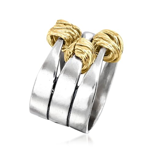 Ross-Simons Two-Tone Sterling Silver Wrapped Station Ring