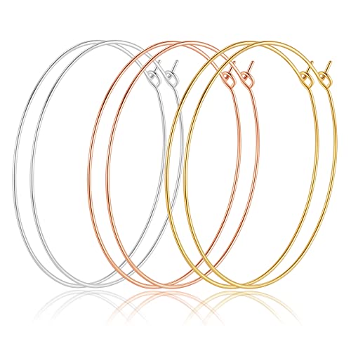 Multipack Dainty Large Thin Gold Hoop Earrings for Women Hypoallergenic Earrings Lightweight 30mm 50mm 60mm 70mm Gold/Silver/Rose Gold Hoop Earrings - style: 3 Pairs-50mm