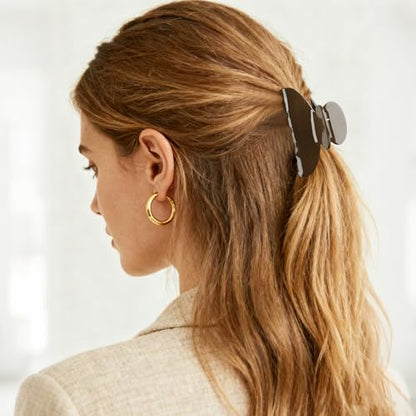 MAORULU Medium Cute Acetate Hair Claw Clips for Women Girls, 3 Inch Claw Clips for Thin & Medium Thick Hair, Durable French Banana Clip with Gift Box (Dark Brown) - color: Dark Brown
