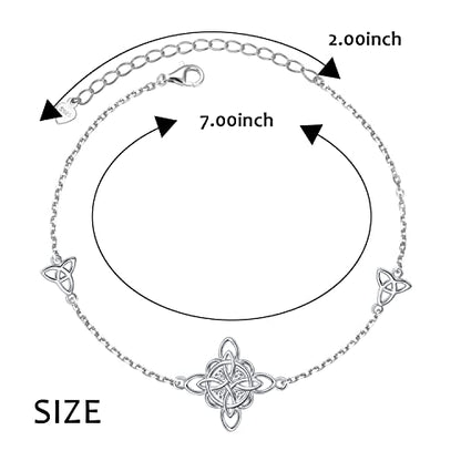 FLYOW 925 Sterling Silver Good Luck Irish Jewelry Triquetra Trinity Celtic Witches Knot Bracelet for Women - color: Silver