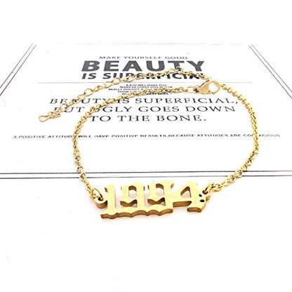 CSIYANJRY99 Birth Year Ankle Bracelets for Women14K Gold Plated Birth Year Number Anklets Adjustable Chain Beach Foot Ankle Bracelets for Women Birthday - style: 1994