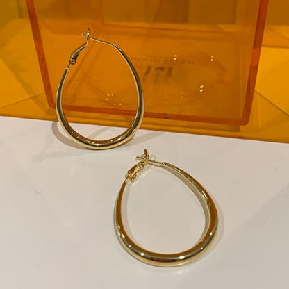 Hoop Earrings for Women, 14K Gold Sterling Silver Chunky Twisted Hoops Earring Hypoallergenic Ear Jewelry - color: Gold-45mm