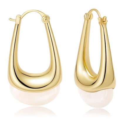 Acrylic Gold Hoop Earrings Chunky Statement Dangle Drop Huggie Earring Colorful Resin Jewelry for Women - color: White