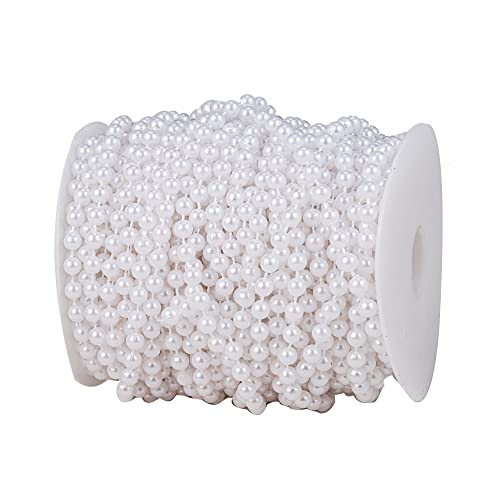 6mm Crafts Faux Pearl Beads Garland Pearl Bead Roll Strand of Pearls to Decorate Floral Centerpieces Wedding Party Favor Christmas Tree(82 Feet White) - color: White, size: 6 mm
