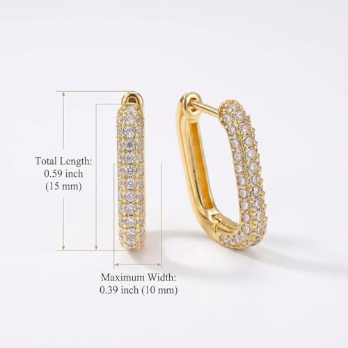 Hoop Earrings for Women Cubic Zirconia Pave Huggies Lightweight Hypoallergenic Fashion Jewelry for Daily Wear Anniversary Birthday Gift - color: Gold