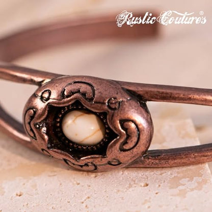 Montana West Rustic Couture's Bohemian Turquoise Cuff Bangle Bracelets for Women Cowgirl - color: Bright White