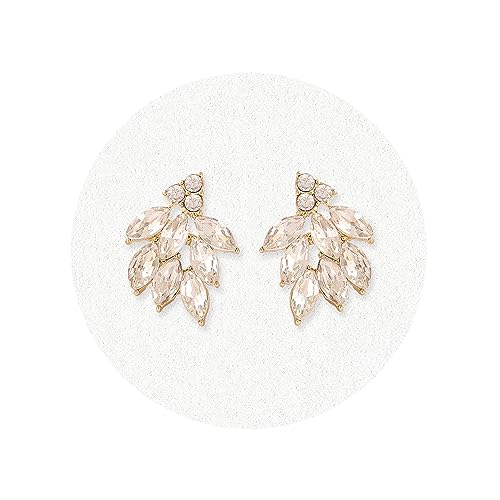 Rhinestone Stud Earrings for Women Small Dainty Crystal Cluster Drop Earrings for Girls Cute Costume Jewelry for Bridal Wedding Party Gift - color: Clear Gold