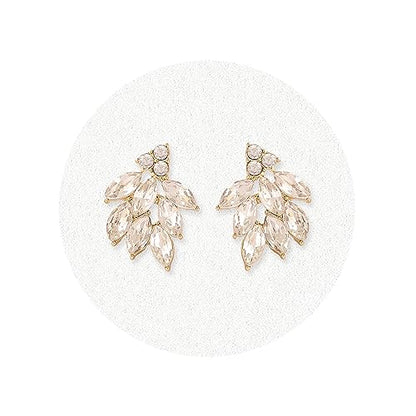 Rhinestone Stud Earrings for Women Small Dainty Crystal Cluster Drop Earrings for Girls Cute Costume Jewelry for Bridal Wedding Party Gift - color: Clear Gold