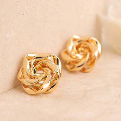 Jean Beau Chunky Gold Stud Earrings for Women Trendy Gold Plated Dangle Drop Prom Birthday Fashion Office Jewelry Gift - color: Rose