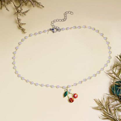 Nova&Aria Chokers Set For Women Heart Choker Necklaces Flower Pendant Velvet Cute Pink Turquoise Blue White Black Choker Necklace Christmas Colorful Lace Chokers - color: Red-B