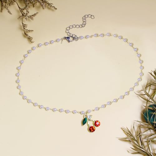 Nova&Aria Chokers Set For Women Heart Choker Necklaces Flower Pendant Velvet Cute Pink Turquoise Blue White Black Choker Necklace Christmas Colorful Lace Chokers - color: Red-B