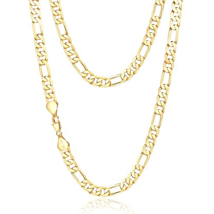 8mm Gold Figaro Link Chain Necklace for Men ＆ Women，14K Gold Chain Necklace for Women & Men Chains for Mens Figaro Chains Necklaces,Dainty Jewelry Gifts Size 18/20/22/24in - size: 20inch