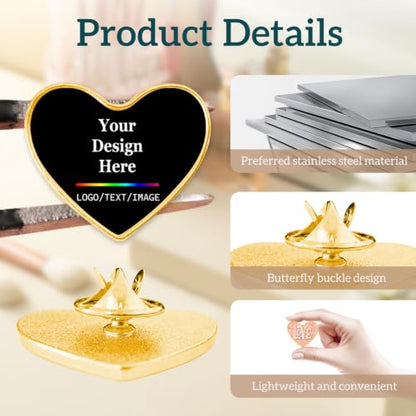 Custom Lapel Pins With Logo - Custom Pins Customized Buttons for men Customized Pin Bulk - color: Love-Gold