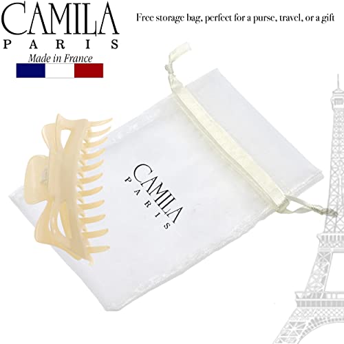 Camila Paris CP3503 French Large Hair Clips for Women Thick Hair for Long Curly Wavy Hair, Girls Hair Claw Clip, Durable Styling Big Claw Clip for Thick Hair, Strong Hold No Slip Grip, Made in France - color: Cream 6"