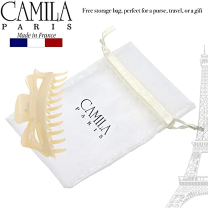 Camila Paris CP3503 French Large Hair Clips for Women Thick Hair for Long Curly Wavy Hair, Girls Hair Claw Clip, Durable Styling Big Claw Clip for Thick Hair, Strong Hold No Slip Grip, Made in France - color: Cream 6"