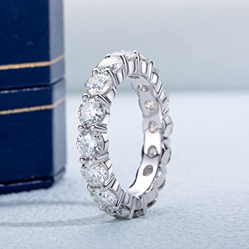 Eternity Ring for Women 18K White Gold Plated Sterling Silver Rings Round Cut Cubic Zirconia Wedding Rings