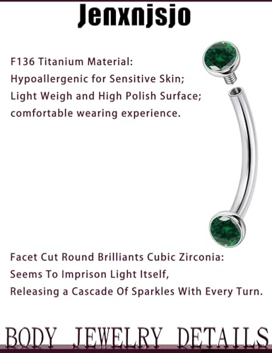 Jenxnjsjo F136 Titanium 16g 6mm Eyebrow Rook Snug Vertical Labret Lip VCH Snake Eyes Anti Tragus Christina Daith Earrings Ring Bridge Hood Surface Curved Barbell Piercing Jewelry for Women Men