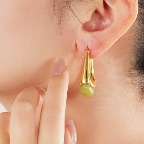 Acrylic Gold Hoop Earrings Chunky Statement Dangle Drop Huggie Earring Colorful Resin Jewelry for Women - color: Green