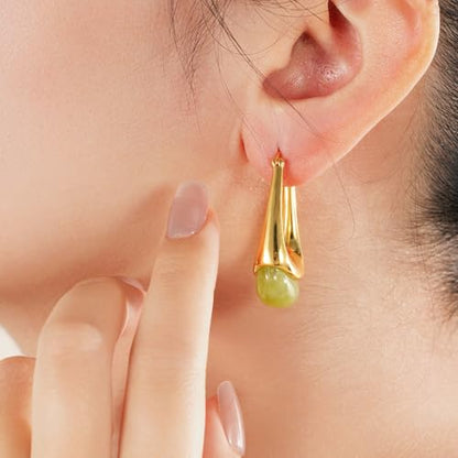 Acrylic Gold Hoop Earrings Chunky Statement Dangle Drop Huggie Earring Colorful Resin Jewelry for Women - color: Green
