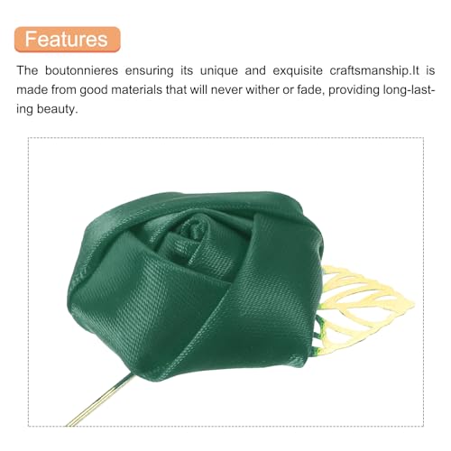 MECCANIXITY Groom Boutonnieres Rose Boutonnieres Pins for Wedding - color: Dark Green