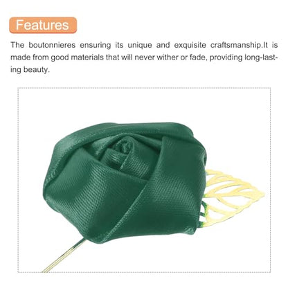 MECCANIXITY Groom Boutonnieres Rose Boutonnieres Pins for Wedding - color: Dark Green