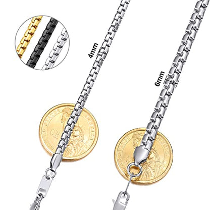 GoldChic JEWELRY Chunky Cuban Chains for Men,Stainless Steel Cuban Chain Necklace, Venetian Chain Curb Chain Hip Hop Jewelry,4/6/9/12/14mm Width,14-30 inch Length, Black/Gold Plated/Silver - color: Silver, size: 18"(46cm), style: Venetian Chain-4MM width