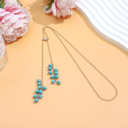 NEWITIN 15 Pieces Gold Bohemian Jewelry Set for Women Turquoise Jewelry Set | Costume Gold Jewelry, Western Jewelry, Belt Chain Necklaces Bracelets Rings Earrings Set for Women Party Daily, Women Gifts - color: Gold