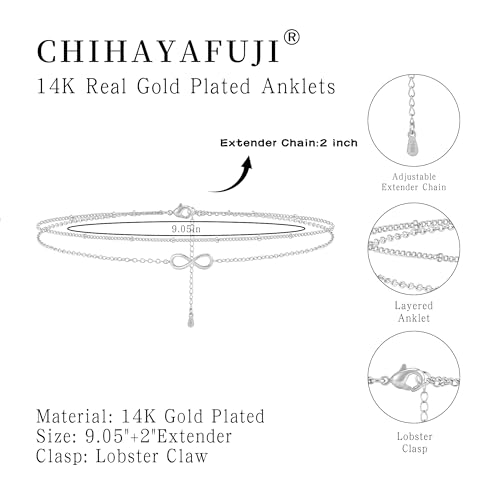 Sterling Silver Ankle Bracelets for Women Gold Waterproof Non Tarnish Beaded Chain Layered Stacking Dainty Butterfly Plus Size Large Anklet Summer Beach Vacation Jewelry Gift - color: silver3