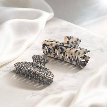 YIERSO Large Hair Claws Clips for Women, 4.33"Acetate Strong Hold Non-Slip | Jumbo Claw Stylish Hair Accessories for Thick/Nomal/Thin Curly Hair, 2Pack - color: Black Brown