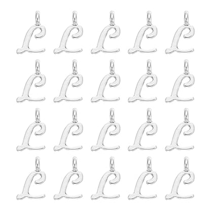uxcell A-Z Alphabet Charm, Metal Alphabet Letter Charm Initial Charm Pendant Bead for Necklaces Bracelets Jewelry Making Craft - color: Silver L