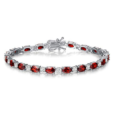 FANCIME Glamour Radiance Sterling Silver Birthstone Tennis Bracelets 7" | Charm Fine Jewelry Birthday Gifts for Women - color: Garnet