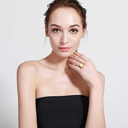 MeMeDIY Personalized Engraved Initial Monogram Signet Ring for Men Women Customize Stainless Steel Wedding Letter Rings Jewelry Bundle with Ring Size Adjusters - color: C2: Gold - Initial Name