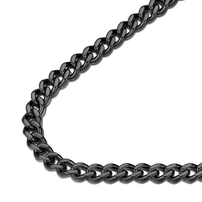 FindChic Men Curb Chain Necklace 18K Gold Plated/Stainless Steel/Black Chunky Double Tight Cuban Link Hip Hop Neck Chains for Men Boys 3.5MM/5MM/6MM/7MM/9MM/12MM 14''-30'' 8 Length Options (Send Gift Box) - color: A.5mm Width-Black, size: 18 inches