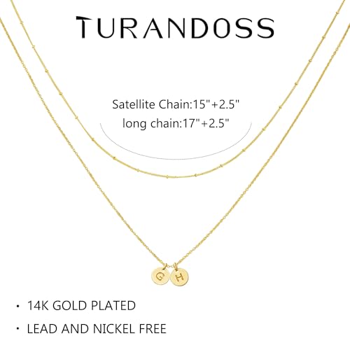 Turandoss Initial Necklaces for Women, Personalized Birthday Gifts Jewelry | Dainty 14K Gold Plated Layered Two Letter A-Z Stackable Pendant Necklace, Trendy Friendship Gifts for Women Girls Jewelry - color: Gold-AN