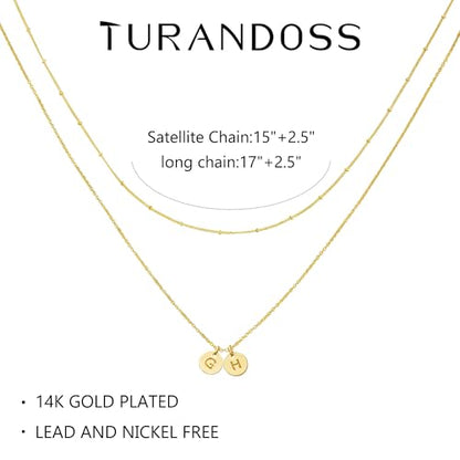 Turandoss Initial Necklaces for Women, Personalized Birthday Gifts Jewelry | Dainty 14K Gold Plated Layered Two Letter A-Z Stackable Pendant Necklace, Trendy Friendship Gifts for Women Girls Jewelry - color: Gold-AR