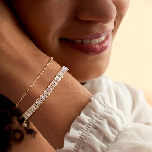 Bracelet for Women Gold Layered Set 14K Gold Filled Stackable Bracelets Trendy Figaro Satellite Chain Cuban Link Minimalist Dainty Bracelet Tennis Bracelet Jewelry - style: Tennis & Satellite