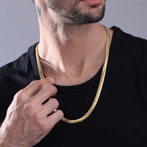 Snake Chain for Women Stainless Steel Dainty Choker Necklace Thin Layered Men Chain 8mm Width Gold/Black/Silver Plated Trendy Jewelry 18/20/22/24/26/28/30 Inch - color: 8MM-Gold Snake Chain, size: Length 26 Inches