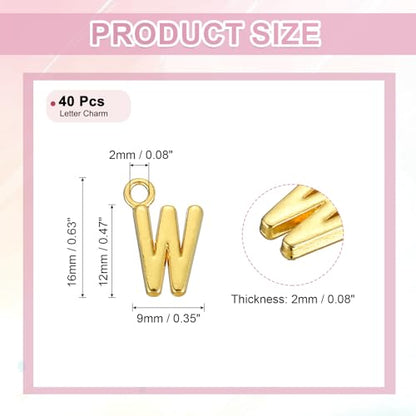 uxcell Letter Charm, Alloy Letter Initial Alphabet Charm for DIY Craft Jewelry Making Bracelets Earrings Necklace - color: Gold - W