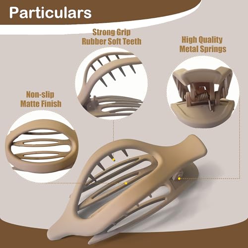 Extra Large Hair Claw Clips for Thick Hair, Big Non-Slip Claw Clips for Women, 6 Pack 4.7" Jelly & Matte Hair Clips for Long Hair (Duckbill-A 6pcs 4.7") - color: Duckbill-A 6pcs 4.7"