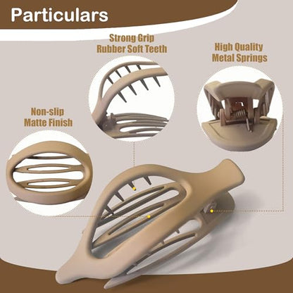 Extra Large Hair Claw Clips for Thick Hair, Big Non-Slip Claw Clips for Women, 6 Pack 4.7" Jelly & Matte Hair Clips for Long Hair (Duckbill-A 6pcs 4.7") - color: Duckbill-A 6pcs 4.7"